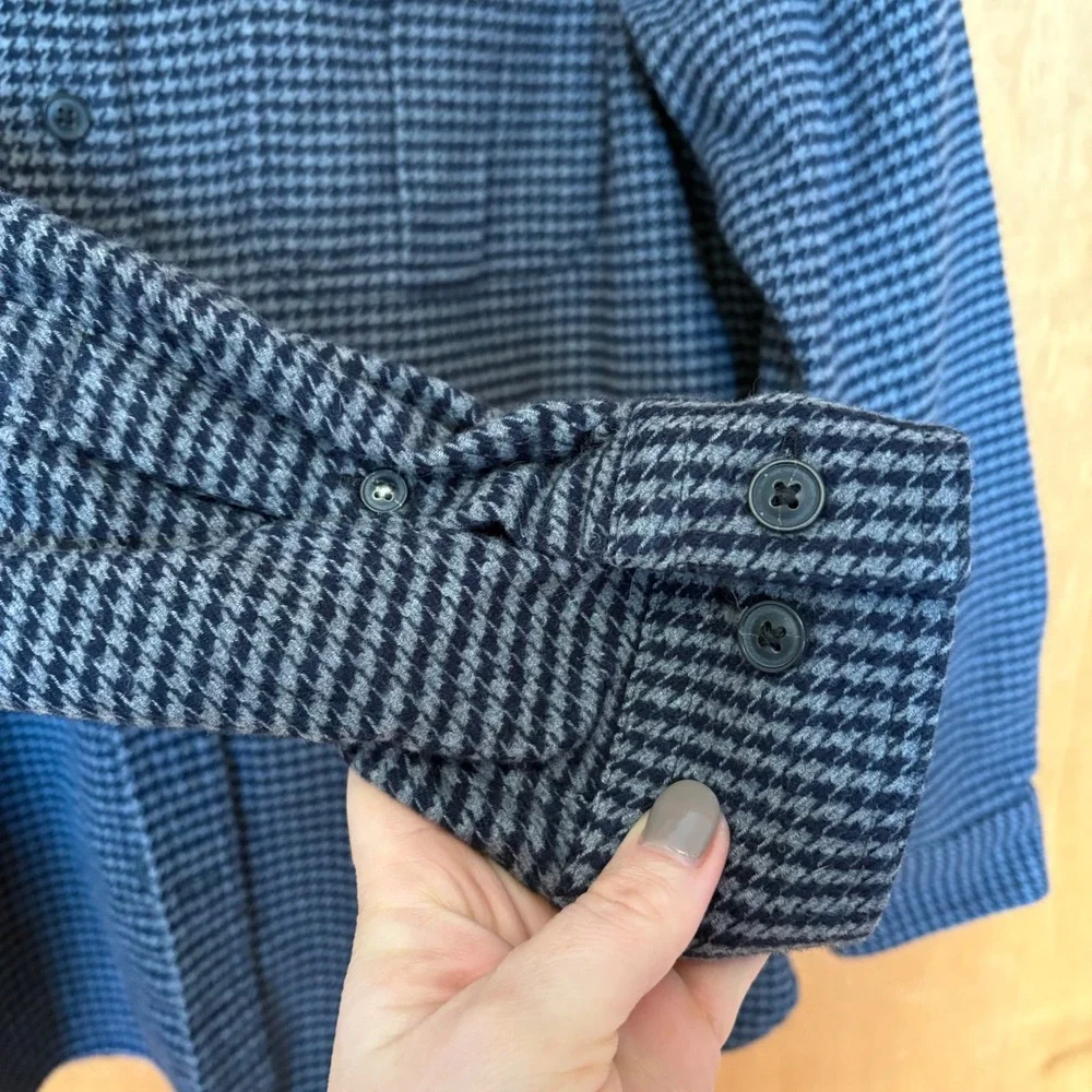 Banana Republic Men's Heavy‎ Flannel Safari Shirt Jacket Houndstooth L